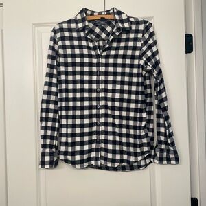 Lands' End Black & White Buffalo Check Button-Down Shirt